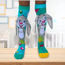 Meia Divertida 3 D Cano Alto Infantil Interativa- Coelho Cinza