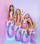 Meia Divertida 3 D Cano Alto Infantil Interativa- Coelhinho Rosa