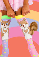 Meia Divertida 3 D Cano Alto Infantil Interativa- Esquilo Menina