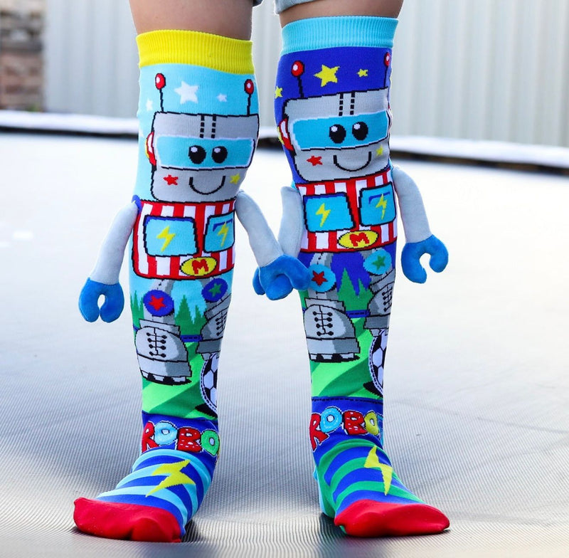 Meia Divertida 3 D Cano Alto Infantil Interativa- Robô