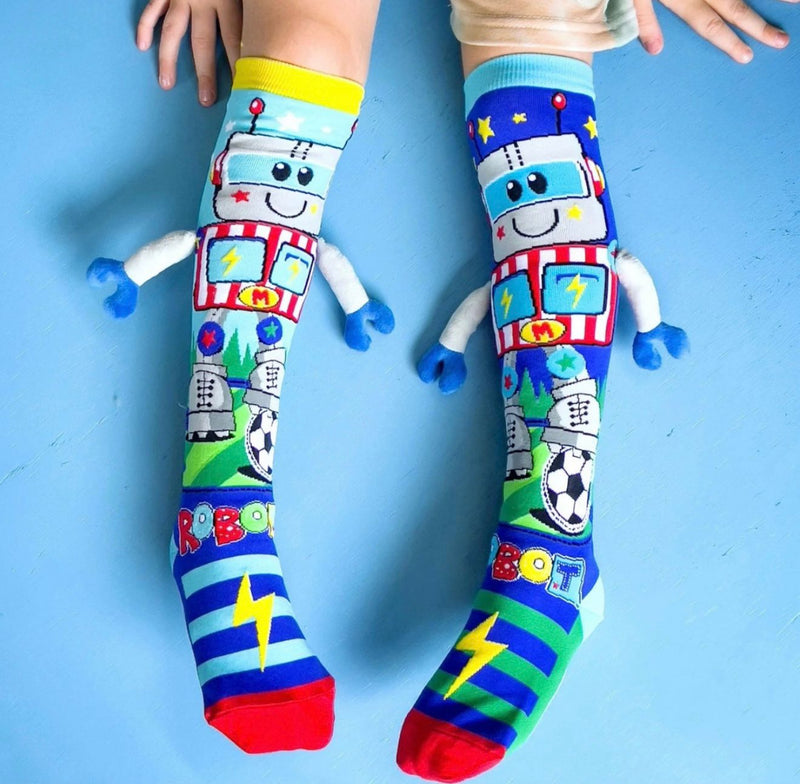 Meia Divertida 3 D Cano Alto Infantil Interativa- Robô