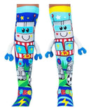 Meia Divertida 3 D Cano Alto Infantil Interativa- Robô