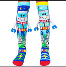 Meia Divertida 3 D Cano Alto Infantil Interativa- Robô