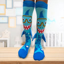 Meia Divertida 3 D Cano Alto Infantil Interativa- Tubarão